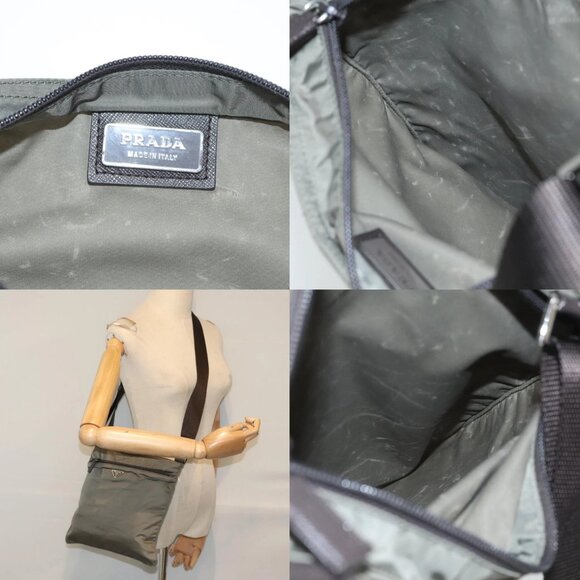 PRADA Shoulder Bag Nylon Gray Silver Auth ep5770 - Picture 12 of 14